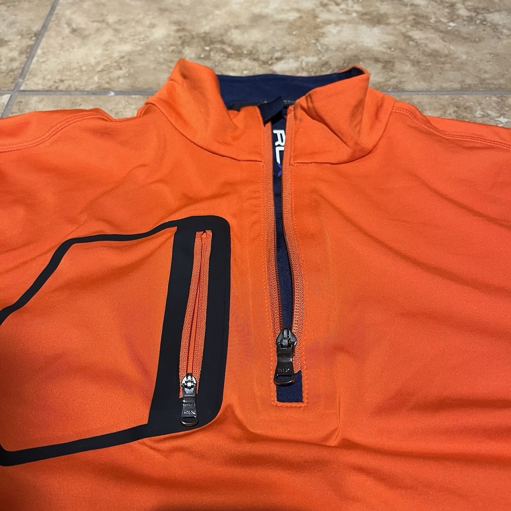 RLX Ralph Lauren Quarter Zip Pullover Mens Medium Orange  Long Sleeve Golf - Picture 4 of 9